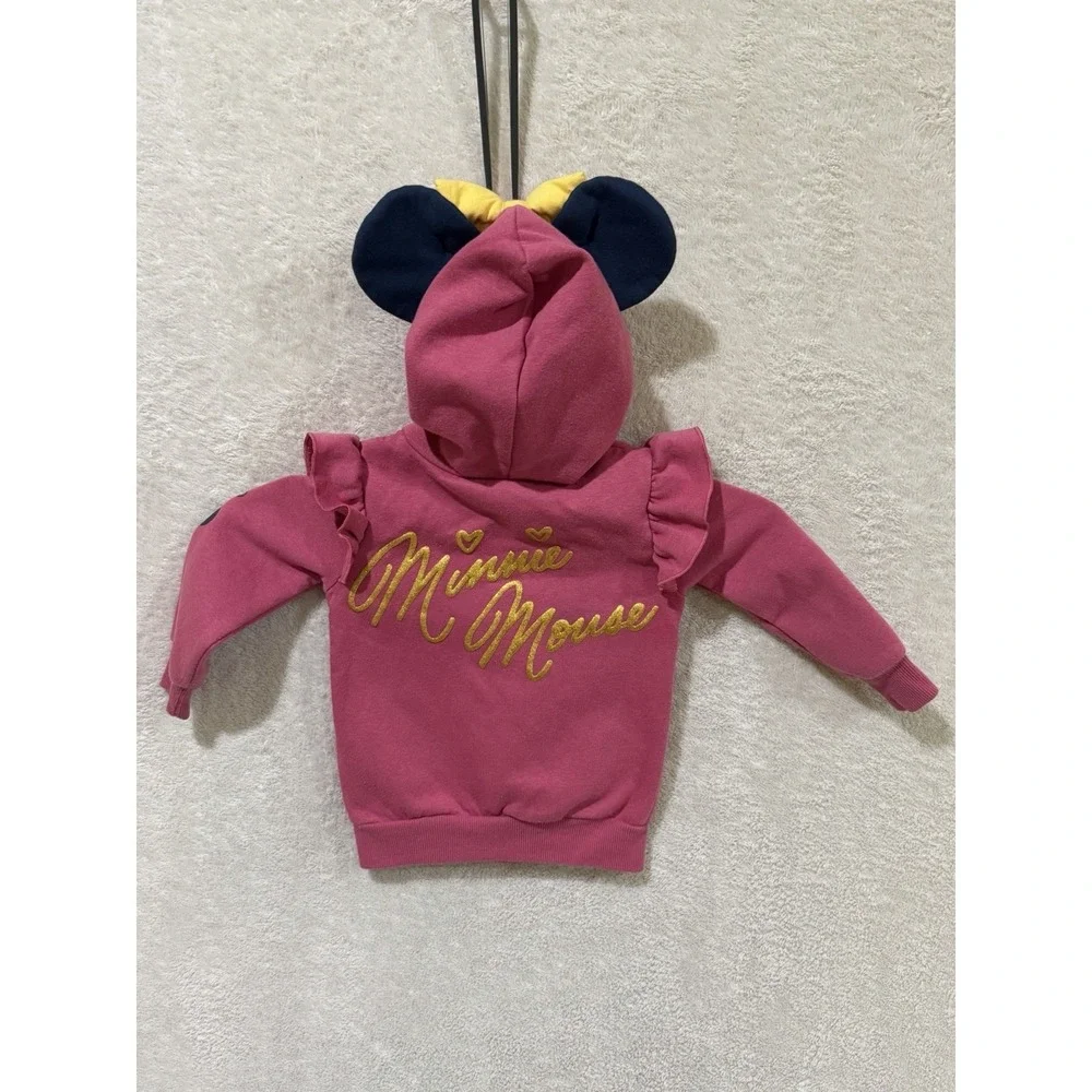 Disney Minnie Mouse Pink Full Zip-Up‎ Jacket Toddler 2T Bow Ears